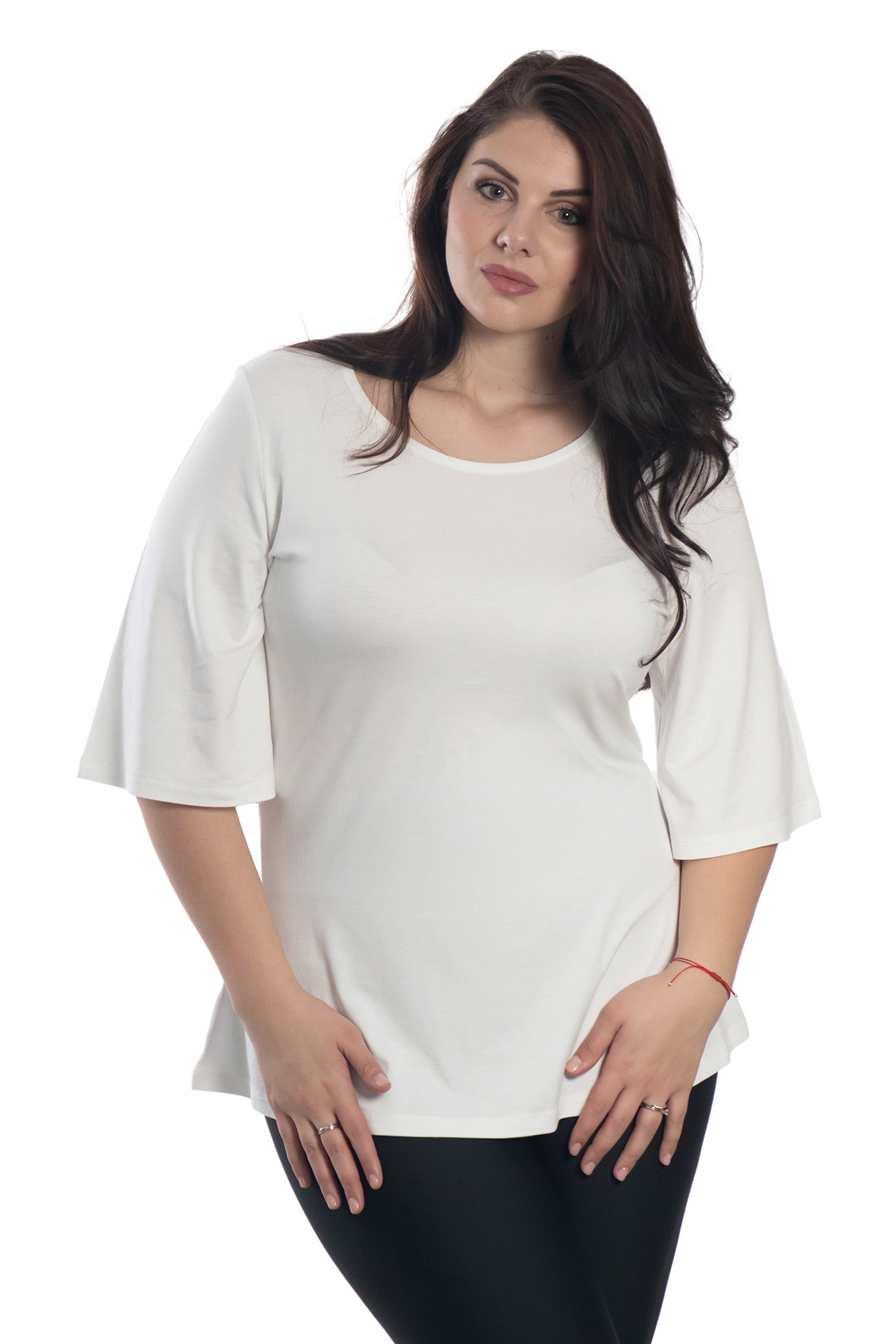 Damentunika mit 3/4-Ärmeln und Rundhalsausschnitt