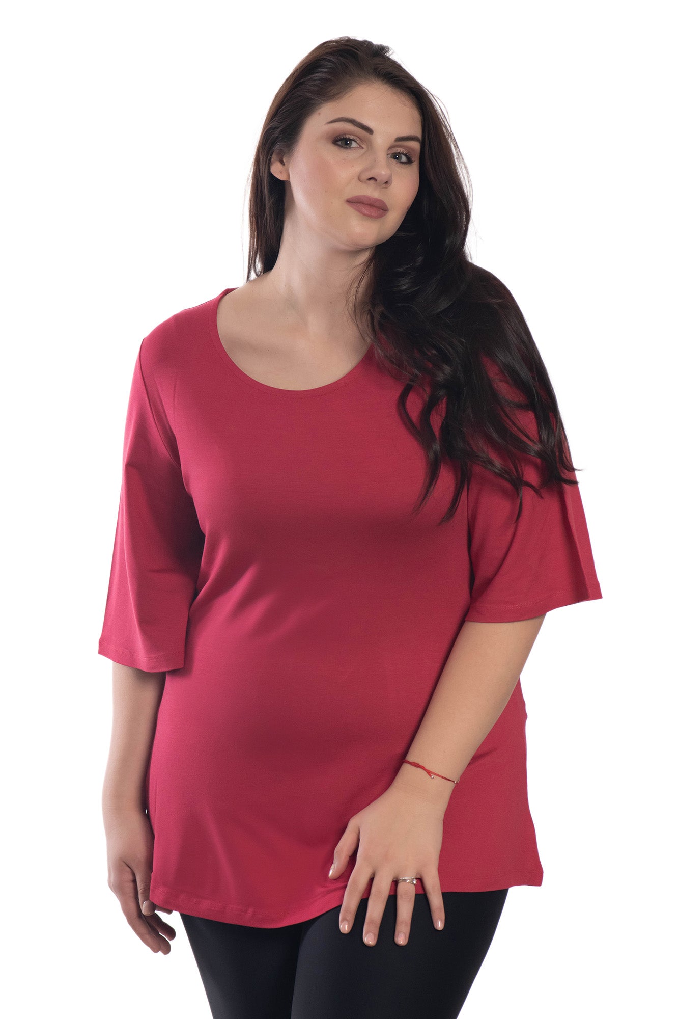 Damentunika mit 3/4-Ärmeln und Rundhalsausschnitt