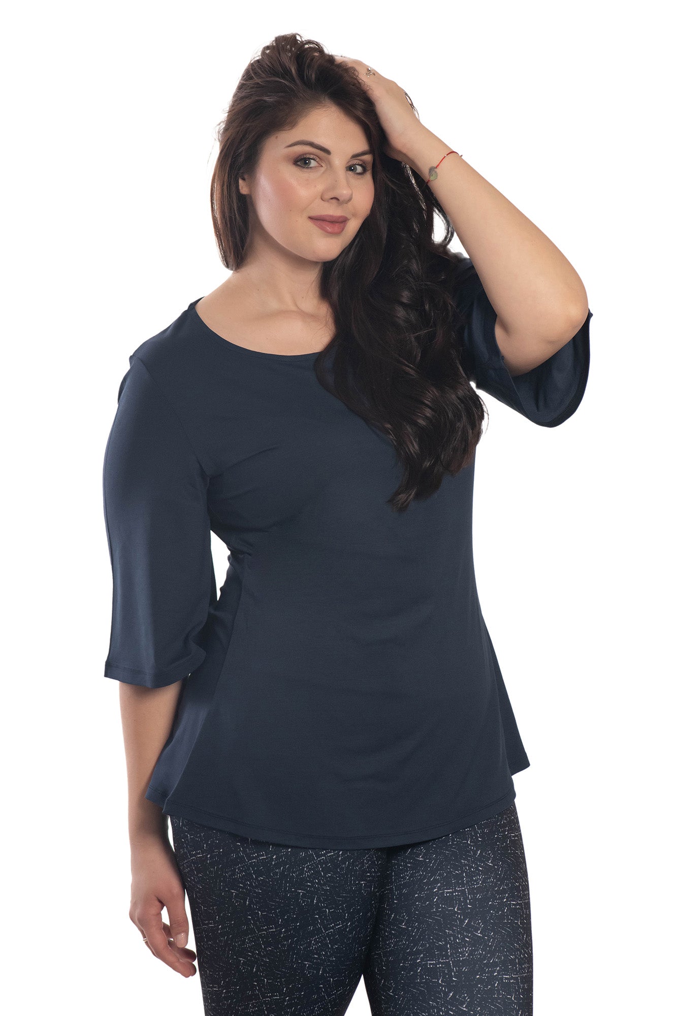 Damentunika mit 3/4-Ärmeln und Rundhalsausschnitt