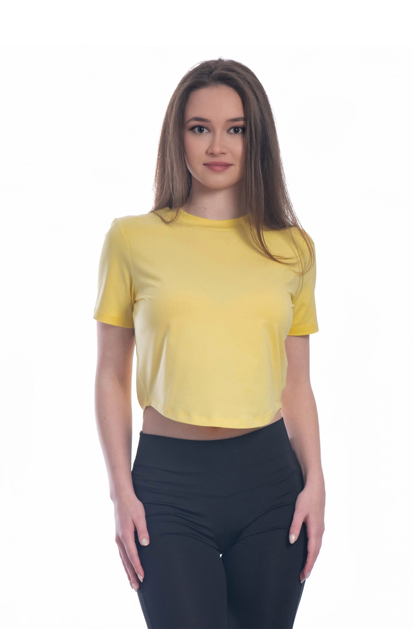 Kurzarm-Crop-Top für Damen mit Rundhalsausschnitt