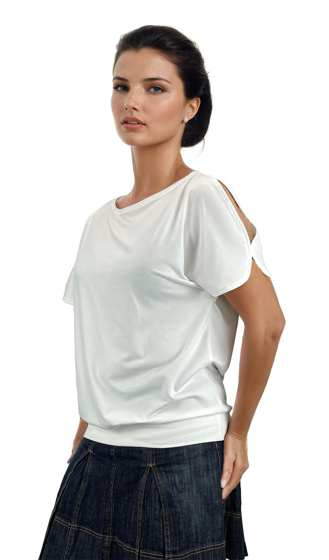 Ruffled High Neck Contrast Side Tie Top