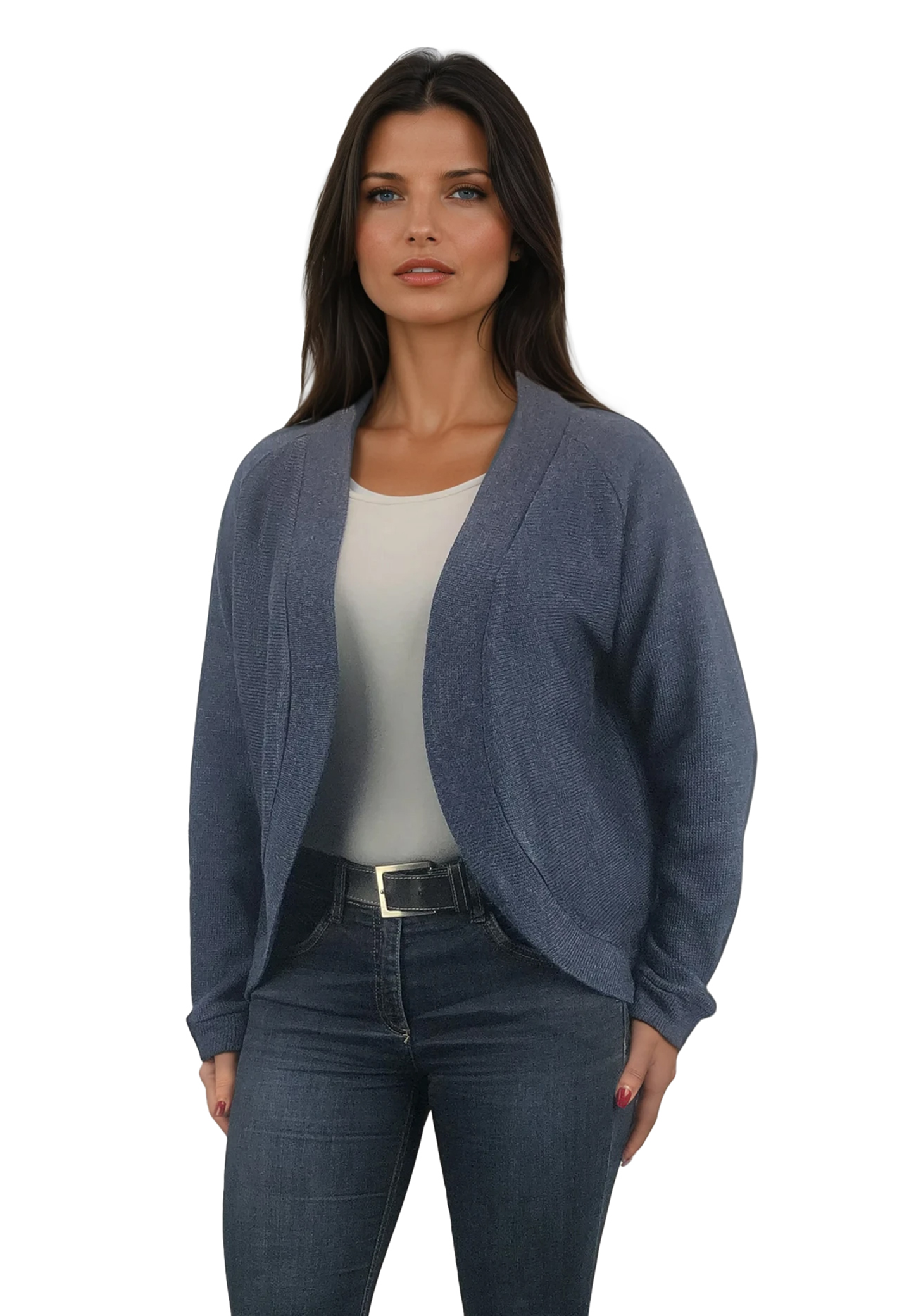 Damen-Strickjacke mit langen Ärmeln ohne Knöpfe